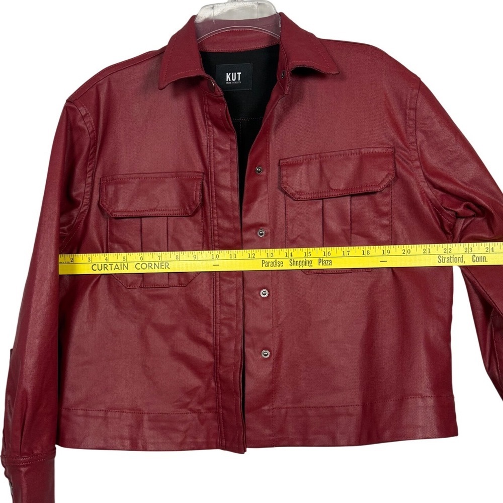 KUT from the Kloth Remy Jacket, Faux Red Leather Jacket, Relaxed Fit, Size Small - Picture 4 of 9